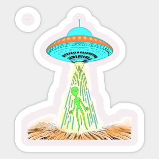 Spaceship Beam & Green Visitor Graphic Sticker